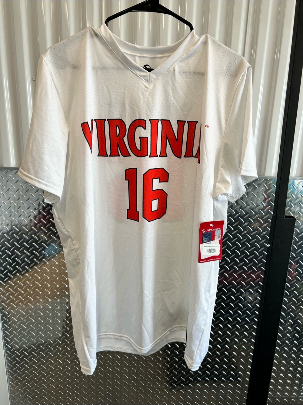 Rivalry Threads White Short Sleeve Jersey with Red Virginia 16